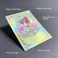Tarjeta Coleccionable Decorativa con Marco, Acabado Láser Holográfico Arcoíris, Papel Grueso de 400 g/m², Diseño de Dibujos Animados, MOQ Bajo