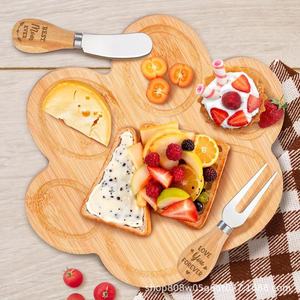 Plateau en bois personnalisé en forme de patte de chien, couleur naturelle, bois massif, pour servir desserts, fruits, steaks, pizzas - Product Image 1
