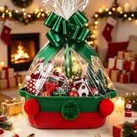 Fournitures d'emballage cadeau, paniers cadeaux de Noël, paniers de rangement vides pour les fêtes, design amusant avec un bonhomme de neige