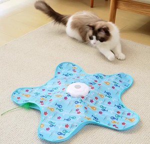 Jouet pour chat en forme d'étoile à cinq branches, couverture de jeu électrique pour cachette et chasse, bâton de jeu relaxant pour chat, couverture de jeu rotative pour animaux de compagnie - Product Image 2