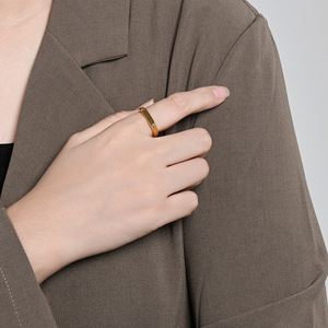 Geometric Design Titanium Steel <b>Ring</b> For Women Steel Gold Color Fashionable Elegant Pinky <b>Ring</b> Gift Jewelry - Product Image 3