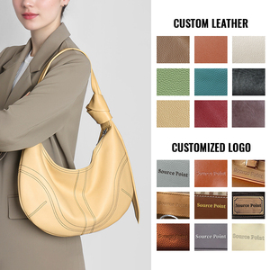 Sacs décontractés de qualité pour femmes en cuir véritable noir sous le bras avec pendentif - Product Image 5