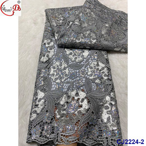 Occhiello quadrato in maglia di poliestere/Nylon metallizzato organico in maglia Lisami di lusso blu/viola con paillettes maglia Tulle ricamo sera - Product Image 4