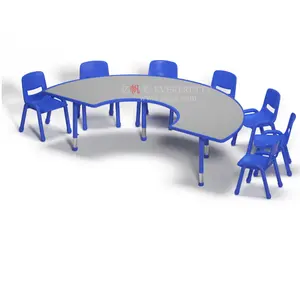 现代幼儿园家具儿童半月形桌椅花式设计儿童派对桌椅