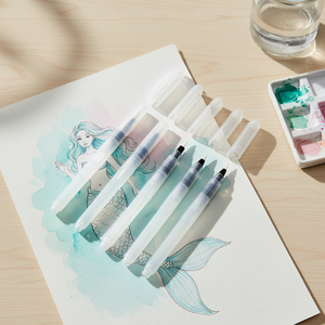 Lot <span class=keywords><strong>de</strong></span> 3 pinceaux à eau rechargeables en plastique blanc, pointe fine, poils plats en nylon pour aquarelle, calligraphie et loisirs créatifs - Product Image 2