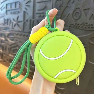 <b>Cute</b> Rubber Printed Mini Earphone Holder Bag Basketball Key Chain Tennis Ball Keychain Coin <b>Purse</b> - Product Image 3