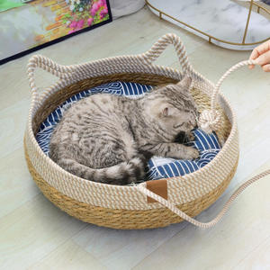 Cama para Mascotas Tejida con Fibra de Pluma de Pato, Ecológica, Cálida para Invierno, con Pelota de Juego, para Todas las Estaciones, Lavable a Mano - Compre una Cama Ecológica para Mascotas - Product Image 1