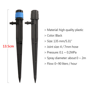 Goutteur réglable 13 cm noir avec capuchon bleu en PP, buse champignon à ressort 360 degrés pour irrigation goutte à goutte des vergers - Product Image 2