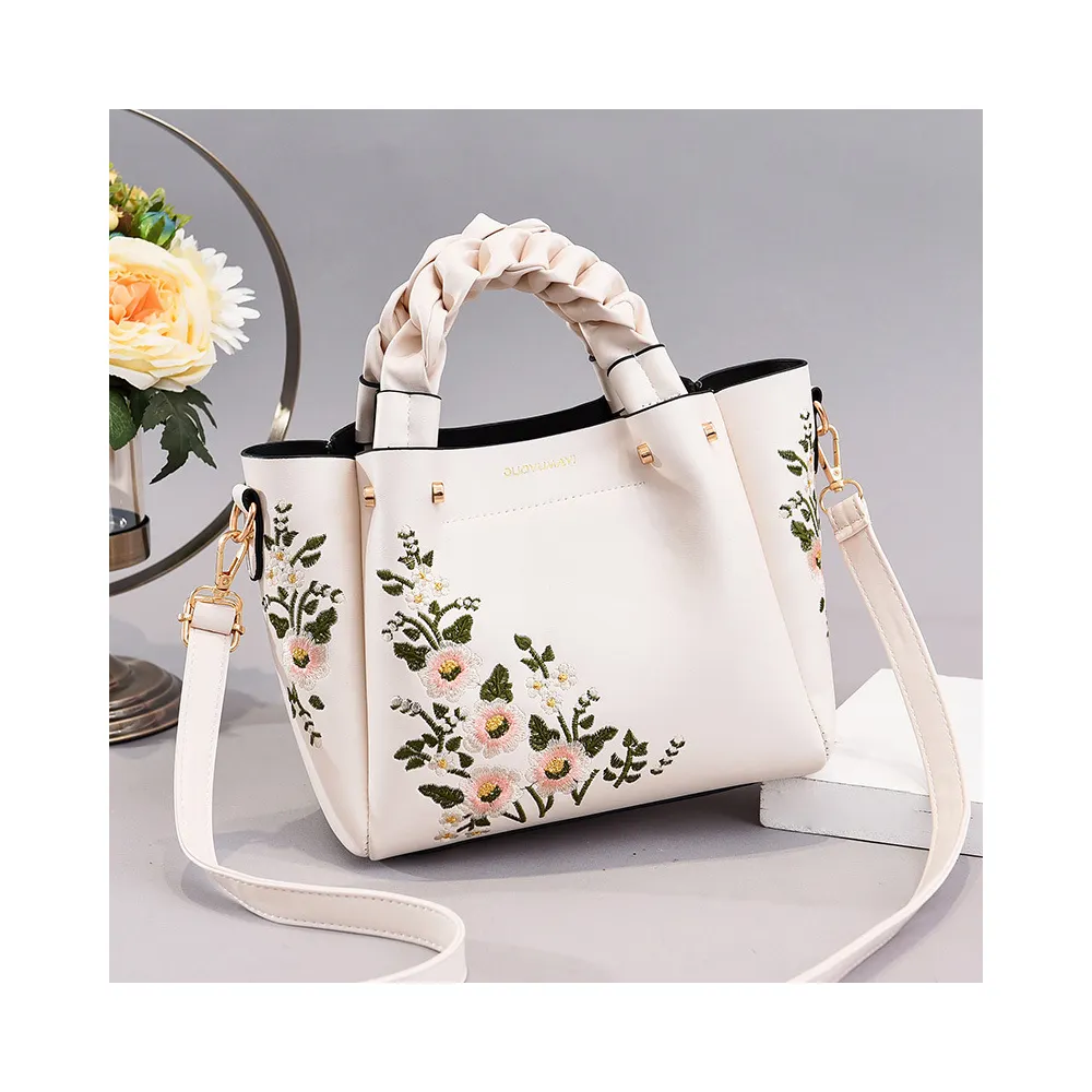 Custom TD1200 Fashion new designer 2022 Style Women Flower borse in rilievo Tote borsa da ricamo borsa a mano da donna borse per donna produttore