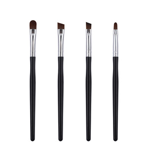 Juego de 4 Brochas de Maquillaje para Ojos, Más Vendido, Mango Curvo de Silicona, Cerdas Sintéticas, Brochas Angulares para Difuminar Sombras de Ojos - Product Image 1