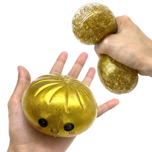 Balle anti-stress dorée scintillante en forme de chignon de 8,5 cm avec remplissage de billes d'eau pour soulager l'anxiété sur le bureau, cadeau pour enfants - Product Image 4