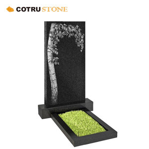 Modern Russian Style Black <strong>Stone</strong> Tombstone Headstone Monument <strong>Memorial</strong> with Cross - Product Image 3