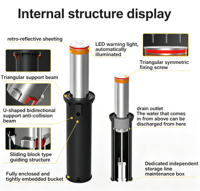 Poteaux de signalisation XZL à batterie, télécommandés, escamotables, pour parking et circulation piétonne, prix fabricant avec éclairage