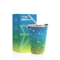 Tasses personnalisées camping portable paille chaude 17oz 500ml tasses thé bleu clair tasses blanches acier inoxydable