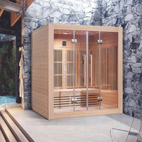 Triunity SUANA-SD Poêle de sauna électrique tout-en-un à infrarouge lointain 9KW, moderne, pour sauna sec extérieur, 2 personnes, en bois de pruche, usage commercial et sportif