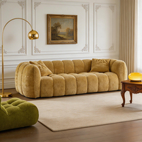 Canapé sectionnel moderne français trois places avec rembourrage en éponge, design sans cadre, accoudoirs droits, ensemble de meubles de luxe pour salon