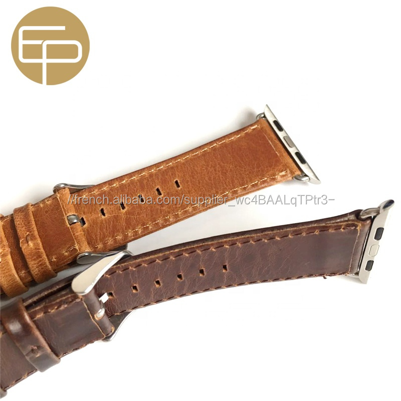 personnalisées rapide brun queue carrée d'huile vintage en cuir véritable bracelet de montre pour Apple Montre 38 40 42 44mm