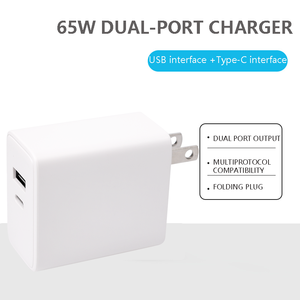Adaptor perjalanan <span class=keywords><strong>Universal</strong></span> GAN kualitas tinggi 65W PD pengisi daya cepat dengan kabel ditarik tipe-c dan USB adaptor pengisian Port ganda - Product Image 3