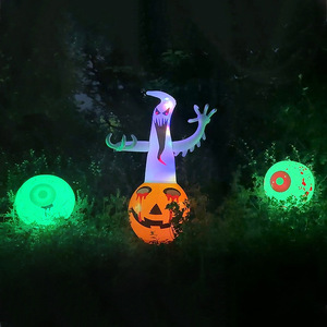 Décorations d'extérieur pour Halloween, ambiance effrayante, lumières LED en PVC qui brillent dans le noir, citrouilles et fantômes gonflables - Product Image 2