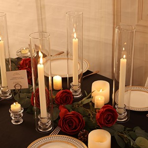 Portavelas de cristal Hurricane para velas cónicas con cubierta de chimenea alta de cristal transparente a prueba de viento - Product Image 6