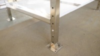 Table de travail robuste en acier inoxydable, plan de travail alimentaire robuste avec plateau en bois et hauteur réglable, table de conditionnement lourde
