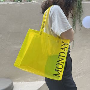 Tas Tote tahan air pantai laut musim panas pakaian renang kemasan tas Pvc transparan bening dengan pegangan Logo kustom - Product Image 3
