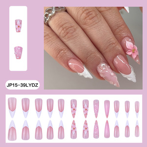 Lot <span class=keywords><strong>de</strong></span> 30 faux ongles à presser, faits main, motifs 3D fleurs et vagues, ongles à couverture complète - Product Image 5
