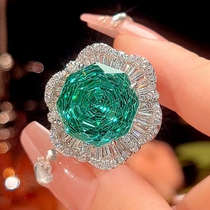 Trendy Eco-friendly Copper Gold Plated 16-12mm Green Zircon Floral Pendant <b>Earrings</b> <b>Set</b> New Arrivals Jewelry <b>Set</b> for Womens - Product Image 5