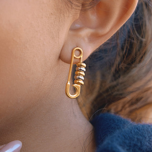 Bijoux de mode pour femmes, boucles d'oreilles classiques en acier inoxydable 18k, forme trombone, boucles d'oreilles pendantes - Product Image 3