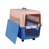 Cage de transport pour animaux de compagnie en plastique de luxe, grande taille, avec roues, haute et robuste, pour chiens, transport extérieur et aérien, vente en gros