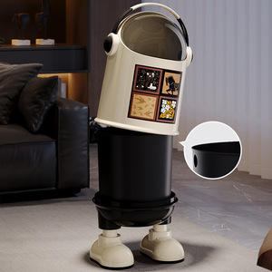 ถังขยะพลาสติกแบบฝาพับลายการ์ตูนนักบินอวกาศสุดฮิตปี 2026 ความจุขนาดใหญ่ - Product Image 3