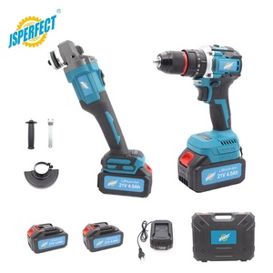 Set JSPERFECT: Trapano <span class=keywords><strong>a</strong></span> <span class=keywords><strong>Batteria</strong></span> Senza Fili <span class=keywords><strong>e</strong></span> <span class=keywords><strong>Smerigliatrice</strong></span> Angolare Senza Fili - Product Image 1