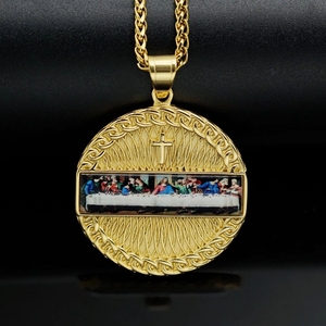 Collar con Colgante de Acero Inoxidable Impermeable y Antideslustre con Figura de la Última Cena de Jesús, Estilo Vintage, para Hombre - Product Image 4