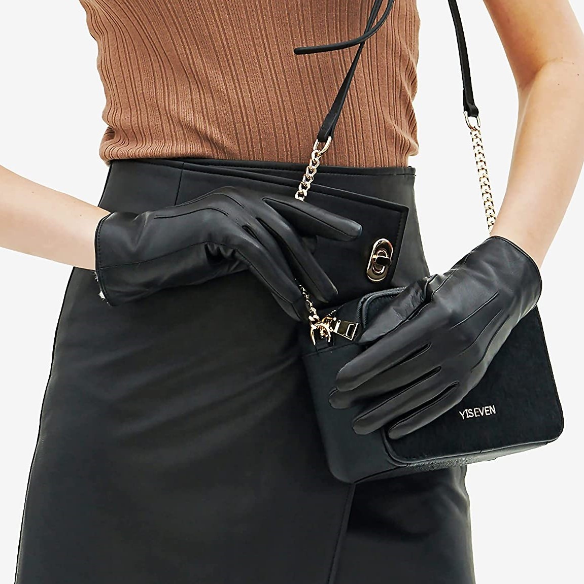 GLOVEMEN new design durable warm woman black Sheepskin windproof driving mens leather gloves