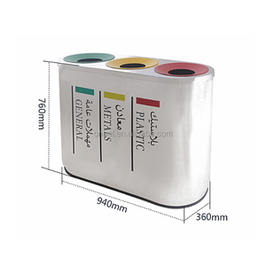 Vente en gros <span class=keywords><strong>Poubelle</strong></span> de recyclage à <span class=keywords><strong>3</strong></span> <span class=keywords><strong>compartiments</strong></span> en acier inoxydable Poubelles de tri en métal à usage intérieur - Product Image 2