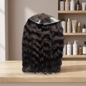 Topper de cheveux humains noirs à ondulations profondes, partie en U, cheveux Remy, bonnet de perruque doux - Product Image 3