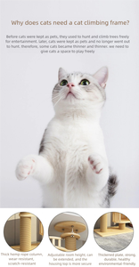 Pabrikan Grosir Produk Hewan Peliharaan Pohon Panjat Kucing dari Kayu dan Sisal dengan Tinggi yang Dapat Disesuaikan - Product Image 6