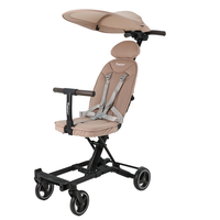 Poussette de voyage pliable 4 en 1 pour bébé, en alliage d'aluminium léger, avec grandes roues et design de poche