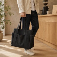 Sac fourre-tout en toile personnalisé avec fermeture éclair et poche, sac de transport en coton pour femmes, idéal pour ordinateur portable, travail, voyage, shopping, emballage de vente au détail