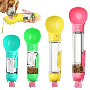 Top bán 4 trong 1 con chó chai nước mùa hè chó vật nuôi ABS xách tay uống trung chuyển bát với thực phẩm container và poop Túi Dispenser