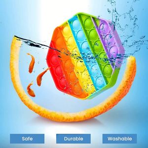 ของเล่นเพื่อการฝึกประสาทสัมผัสรูปฟองน้ำสีรุ้งขนาดเล็กและใหญ่เกมคลายเครียดทำจากซิลิกอนของเล่นเด้งดึ๊ก - Product Image 4