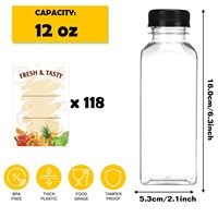 Bouteilles de jus en plastique PET réutilisables de 2 oz, 4 oz, 8 oz, 12 oz, 16 oz, 33 oz avec bouchon, pour usage commercial, stock local aux États-Unis