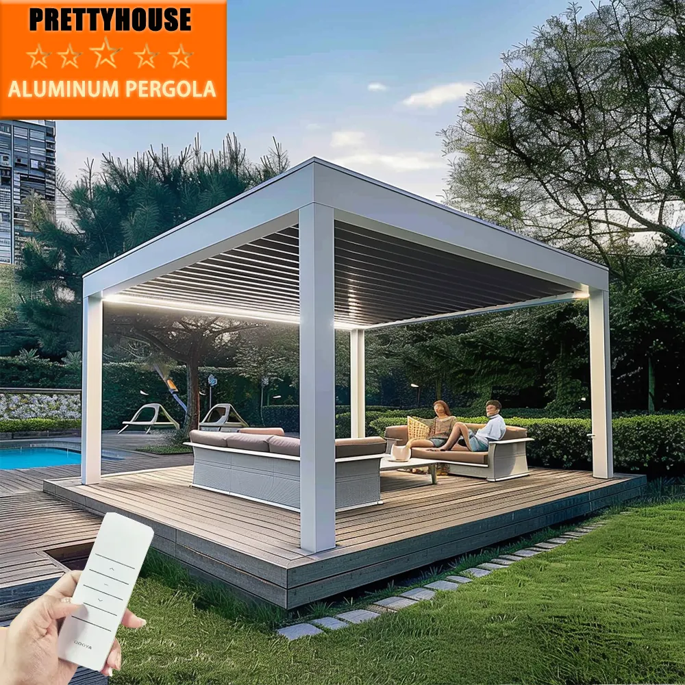 Luxury modern automatic louver roof electric aluminum big garden pergola outdoor