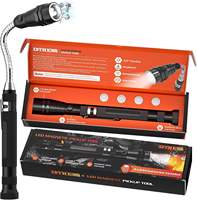 Lampe torche magnétique à 3 LED rechargeable 1000+ Lumens, portable, télescopique, en alliage d'aluminium, avec pile bouton, pour camping et récupération d'objets