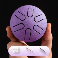 3 Inch 6 Notes Mini Steel Tongue Drum Pocket Drum for Beginners Kids Portable Meditation Instrument with Mallet