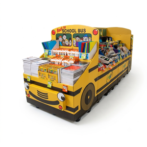 Expositor <span class=keywords><strong>de</strong></span> cartón personalizado con forma <span class=keywords><strong>de</strong></span> autobús escolar, estanterías promocionales para juguetes <span class=keywords><strong>de</strong></span> plastilina, juegos infantiles, temporada escolar - Product Image 6