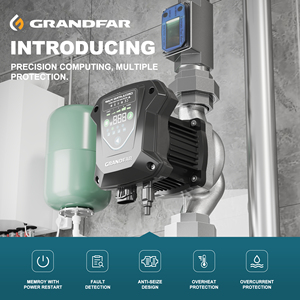 ปั๊มน้ำอัตโนมัติ GRANDFAR 150W สำหรับอาคารบ้านเรือน น้ำร้อนน้ำเย็น ประหยัดพลังงาน ระบบหมุนเวียนแม่เหล็ก GEB25-8-180N - Product Image 4
