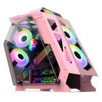 Boîtier PC Gaming transfrontalier K-God Alien-style avec ports USB 3.0 frontaux ; Boîtier E-Sports M-ATX en verre trempé pour Internet Café