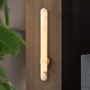 Lámpara de Pared LED de Latón y Alabastro, Moderna y Lujosa, <span class=keywords><strong>para</strong></span> Dormitorio, Baño, Aplique de Mármol Español, Luz Cálida de 3000K, 3 Años de Garantía - Product Image 3