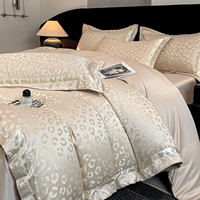 Parure de lit 4 pièces en jacquard de soie glacée, couleur unie, luxe, rafraîchissante et respirante pour l'été, pour hôtels et usage domestique